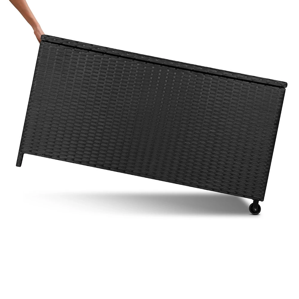 Gardeon 320L Outdoor Wicker Storage Box – Black 6 Gardeon 320L Outdoor Wicker Storage Box – Black - Image 4