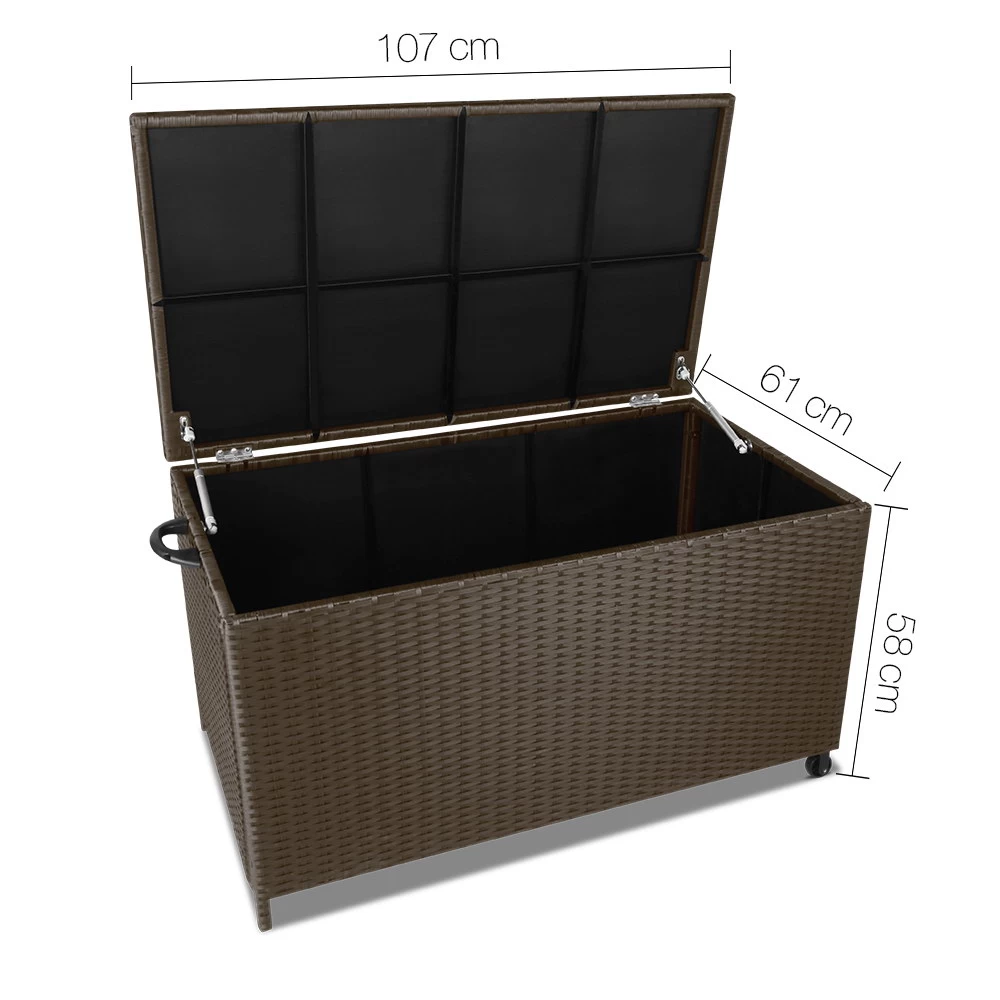 Gardeon 320L Outdoor Wicker Storage Box – Brown 4 Gardeon 320L Outdoor Wicker Storage Box – Brown - Image 2
