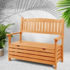 Gardeon 2 Seat Wooden Outdoor Storage Bench -Furniture Shop FF OSC GD 99