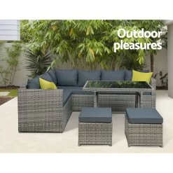 Gardeon Outdoor Furniture Patio Set Dining Sofa Table Chair Lounge Garden Wicker Grey 12 Gardeon Outdoor Furniture Patio Set Dining Sofa Table Chair Lounge Garden Wicker Grey -Furniture Shop FF SDBOSS OTM GE ABC 02 1