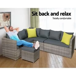 Gardeon Outdoor Furniture Patio Set Dining Sofa Table Chair Lounge Garden Wicker Grey 14 Gardeon Outdoor Furniture Patio Set Dining Sofa Table Chair Lounge Garden Wicker Grey -Furniture Shop FF SDBOSS OTM GE ABC 04 1