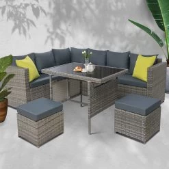 Gardeon Outdoor Furniture Patio Set Dining Sofa Table Chair Lounge Garden Wicker Grey 16 Gardeon Outdoor Furniture Patio Set Dining Sofa Table Chair Lounge Garden Wicker Grey -Furniture Shop FF SDBOSS OTM GE ABC 06 1