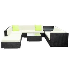 Gardeon 11PC Outdoor Furniture Sofa Set Wicker Garden Patio Lounge -Furniture Shop FF SOFA BK 11PC ABCCD N 02