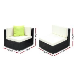 Gardeon 12PC Sofa Set With Storage Cover Outdoor Furniture Wicker -Furniture Shop FF SOFA BK 12PC ABCDE 03