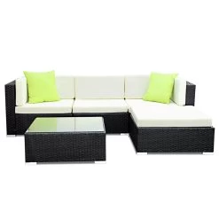 Gardeon 5PC Outdoor Furniture Sofa Set Wicker Garden Patio Pool Lounge 11 Gardeon 5PC Outdoor Furniture Sofa Set Wicker Garden Patio Pool Lounge -Furniture Shop FF SOFA BK 5PC AB N 02