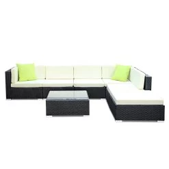 Gardeon 7PC Outdoor Furniture Sofa Set Wicker Garden Patio Pool Lounge 11 Gardeon 7PC Outdoor Furniture Sofa Set Wicker Garden Patio Pool Lounge -Furniture Shop FF SOFA BK 7PC ABC N 02