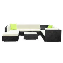 Gardeon 9PC Outdoor Furniture Sofa Set Wicker Garden Patio Pool Lounge -Furniture Shop FF SOFA BK 9PC ABCD N 02