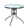 Gardeon Outdoor Dining Table Bar Setting Steel Glass 70CM -Furniture Shop FF TABLE GL80 00