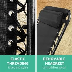 Gardeon Outdoor Portable Recliner – Black 13 Gardeon Outdoor Portable Recliner – Black -Furniture Shop FF ZGC BK 04