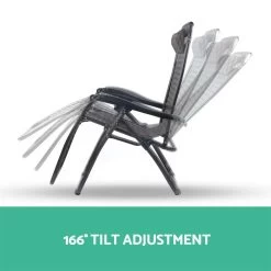 Gardeon Outdoor Portable Recliner – Grey -Furniture Shop FF ZGC GR 04