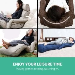 Artiss Adjustable Lounger With Arms – Charcoal -Furniture Shop FLOOR ARM CHA 03