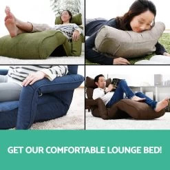 Artiss Adjustable Lounger With Arms – Charcoal -Furniture Shop FLOOR ARM CHA 04