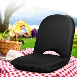 Artiss Foldable Beach Sun Picnic Seat – Black -Furniture Shop FLOOR CAMP 0156R BK 06