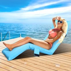 Artiss Adjustable Beach Sun Pool Lounger – Blue -Furniture Shop FLOOR OUT 0302 BU 99