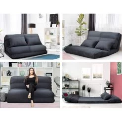 Artiss Lounge Sofa Bed Floor Recliner Chaise Folding Suede -Furniture Shop FLOOR SBL 200SUE S CHA 99