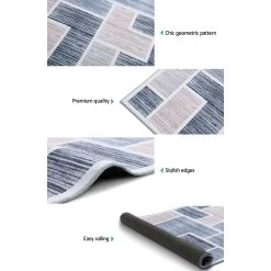 Artiss Short Pile Floor Rug 120x170cm Oblo -Furniture Shop FLR 2130 120x170 BG GR 03