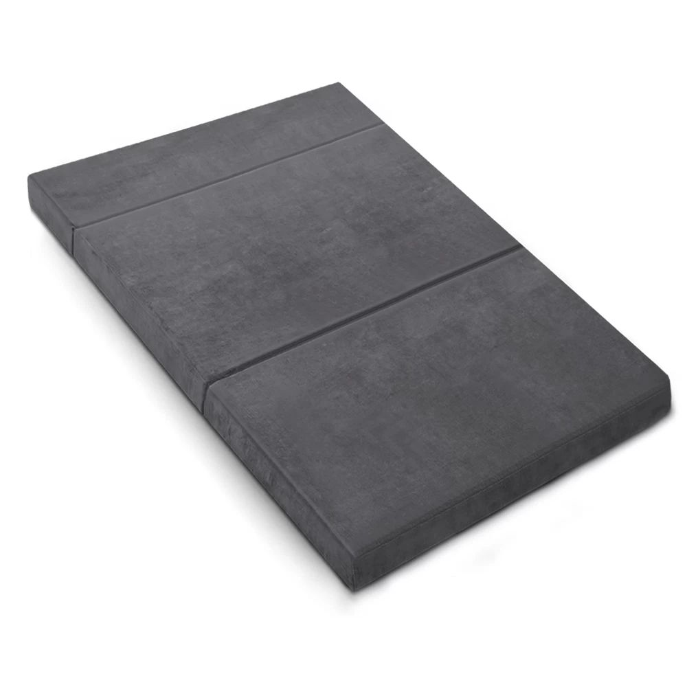 Giselle Bedding Double Size Folding Foam Mattress Portable Bed Mat Velvet Dark Grey 3 Giselle Bedding Double Size Folding Foam Mattress Portable Bed Mat Velvet Dark Grey