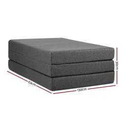 Giselle Bedding Double Size Folding Foam Mattress Portable Bed Mat Dark Grey -Furniture Shop FOAM MFM TRIO DOU GY 02