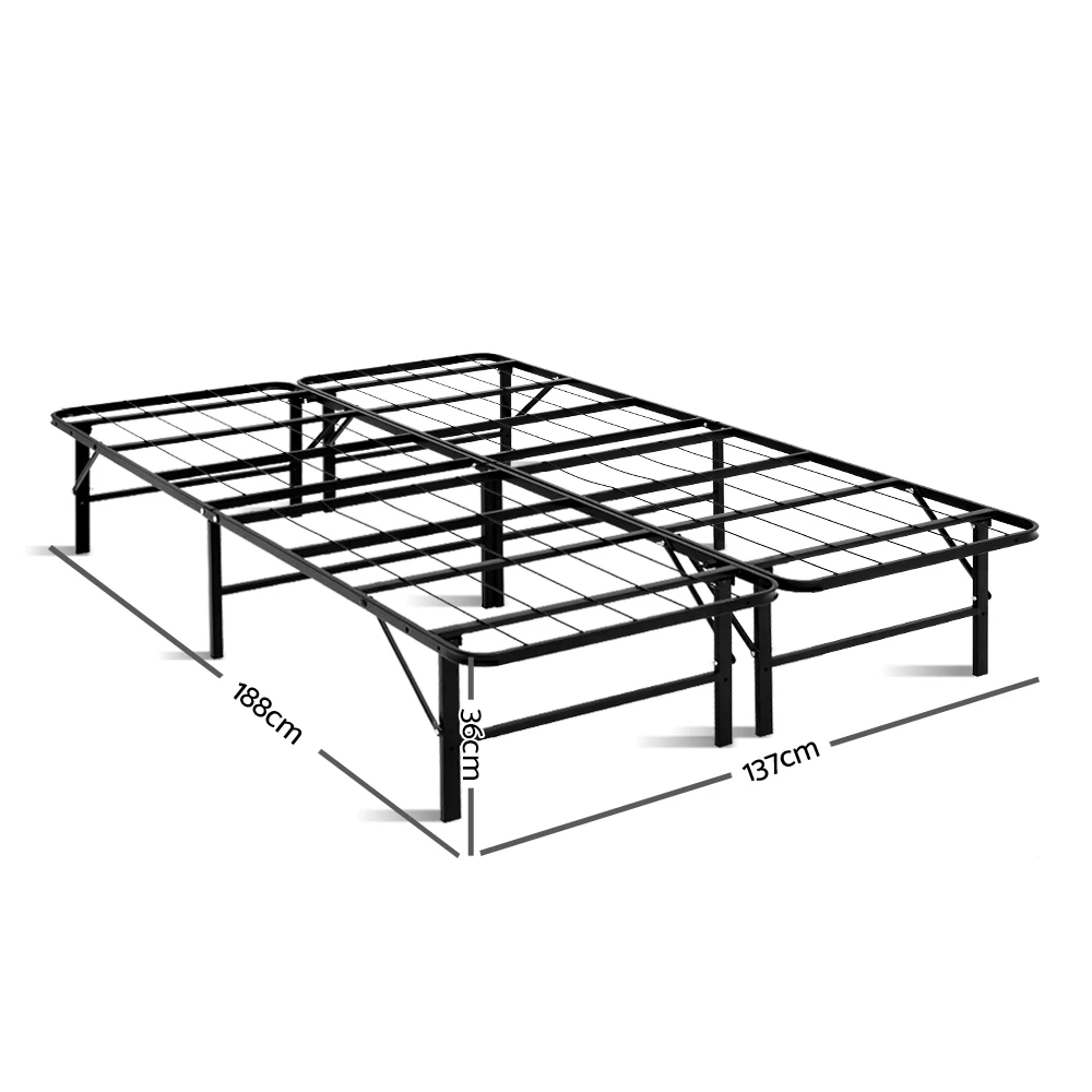 Artiss Foldable Double Metal Bed Frame – Black 4 Artiss Foldable Double Metal Bed Frame – Black - Image 2
