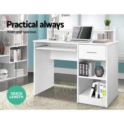 Artiss Office Computer Desk With Storage – White -Furniture Shop FURNI C DESK JUNI WH AB 02