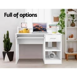 Artiss Office Computer Desk With Storage – White -Furniture Shop FURNI C DESK JUNI WH AB 03
