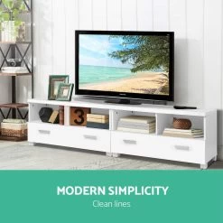 Artiss TV Stand Entertainment Unit With Drawers – White -Furniture Shop FURNI C SMTV 180 WH AB 02