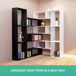 Artiss DIY L Shaped Display Shelf – Black -Furniture Shop FURNI DISPLAY L1 BK 03