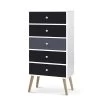 Artiss 5 Chest Of Drawers Dresser Table Tallboy Storage Cabinet Furniture Black -Furniture Shop FURNI E SCAN TBOY01 WHBK 00