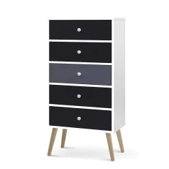 Artiss 5 Chest Of Drawers Dresser Table Tallboy Storage Cabinet Furniture Black