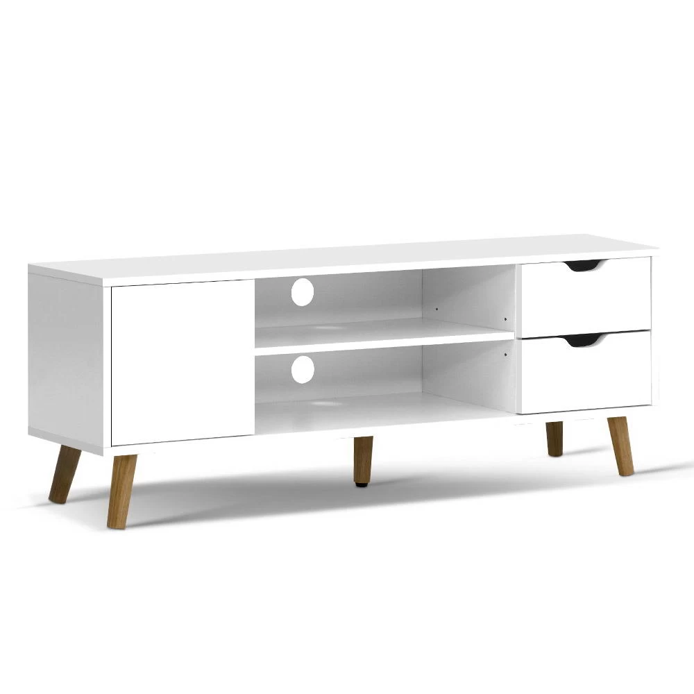Artiss TV Cabinet Entertainment Unit Stand Wooden Scandinavian 120cm White 3 Artiss TV Cabinet Entertainment Unit Stand Wooden Scandinavian 120cm White