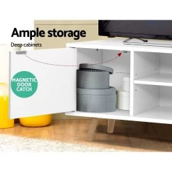 Artiss TV Cabinet Entertainment Unit Stand Wooden Scandinavian 120cm White 10 Artiss TV Cabinet Entertainment Unit Stand Wooden Scandinavian 120cm White -Furniture Shop FURNI E SCAN TV01 WH 02