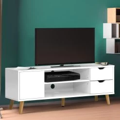 Artiss TV Cabinet Entertainment Unit Stand Wooden Scandinavian 120cm White 13 Artiss TV Cabinet Entertainment Unit Stand Wooden Scandinavian 120cm White -Furniture Shop FURNI E SCAN TV01 WH 05
