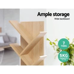 Artiss Display Shelf 7-Shelf Tree Bookshelf Book Storage Rack Bookcase Natural -Furniture Shop FURNI E SHELF 7T NT 03