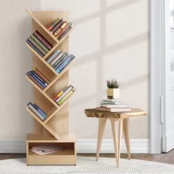 Artiss Display Shelf 7-Shelf Tree Bookshelf Book Storage Rack Bookcase Natural -Furniture Shop FURNI E SHELF 7T NT 06