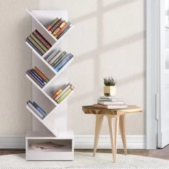 Artiss Display Shelf 7-Shelf Tree Bookshelf Book Storage Rack Bookcase White 15 Artiss Display Shelf 7-Shelf Tree Bookshelf Book Storage Rack Bookcase White -Furniture Shop FURNI E SHELF 7T WH 06