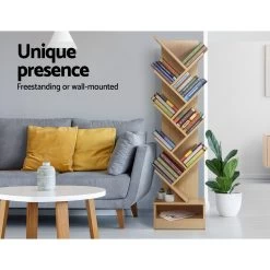Artiss Display Shelf 9-Shelf Tree Bookshelf Book Storage Rack Bookcase Natural 11 Artiss Display Shelf 9-Shelf Tree Bookshelf Book Storage Rack Bookcase Natural -Furniture Shop FURNI E SHELF 9T NT 02