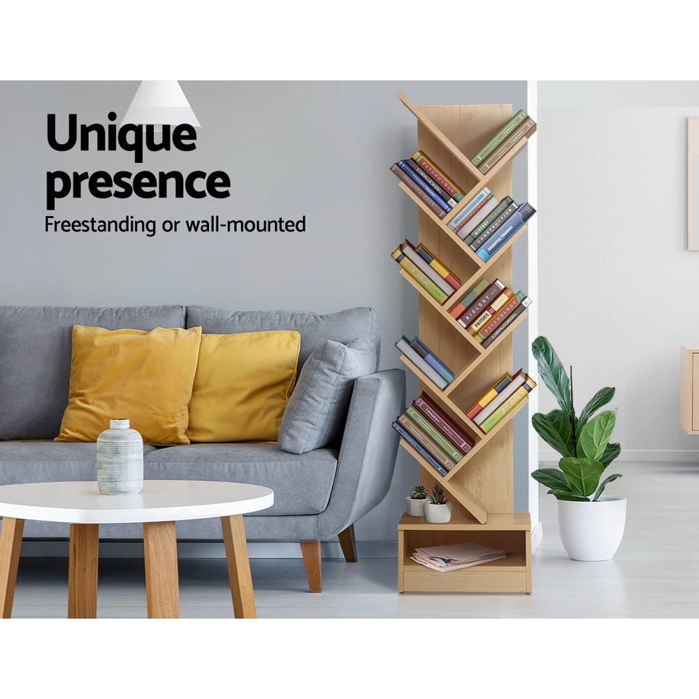 Artiss Display Shelf 9-Shelf Tree Bookshelf Book Storage Rack Bookcase Natural 5 Artiss Display Shelf 9-Shelf Tree Bookshelf Book Storage Rack Bookcase Natural - Image 3