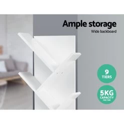 Artiss Display Shelf 9-Shelf Tree Bookshelf Book Storage Rack Bookcase White -Furniture Shop FURNI E SHELF 9T WH 03