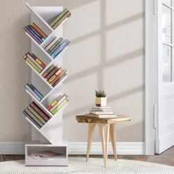 Artiss Display Shelf 9-Shelf Tree Bookshelf Book Storage Rack Bookcase White -Furniture Shop FURNI E SHELF 9T WH 06