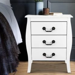 Artiss Bedside Tables 3 Drawers Storage Nightstand Side Chest Cabinet Lamp Unit -Furniture Shop FURNI G 055 BS3D WH 06 1