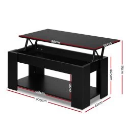 Artiss Lift Up Top Coffee Table Storage Shelf Black -Furniture Shop FURNI G COF LIFT BK 01