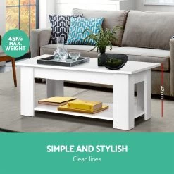 Artiss Lift Up Top Mechanical Coffee Table – White 11 Artiss Lift Up Top Mechanical Coffee Table – White -Furniture Shop FURNI G COF LIFT WH 02