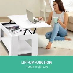 Artiss Lift Up Top Mechanical Coffee Table – White 12 Artiss Lift Up Top Mechanical Coffee Table – White -Furniture Shop FURNI G COF LIFT WH 03