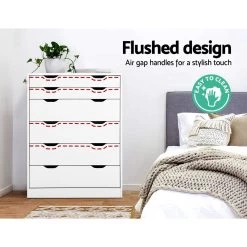 Artiss 6 Chest Of Drawers Tallboy Cabinet Storage Dresser Table Bedroom Storage 14 Artiss 6 Chest Of Drawers Tallboy Cabinet Storage Dresser Table Bedroom Storage -Furniture Shop FURNI G DT 4D2 WH AB 05