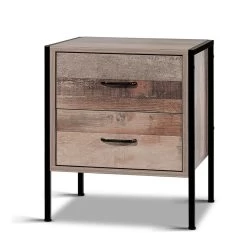 Artiss Bedside Table Drawers Nightstand Metal Oak -Furniture Shop FURNI G IND BSIDE 03 WD 02