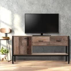 Artiss TV Stand Entertainment Unit Storage Cabinet Industrial Rustic Wooden 120cm -Furniture Shop FURNI G IND TV01 WD AB 06