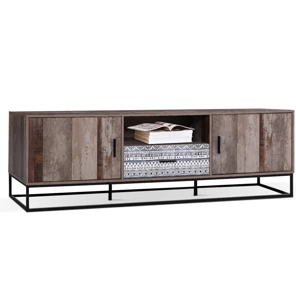 Artiss TV Cabinet Entertainment Unit Stand Storage Wooden Industrial Rustic 180cm 3 Artiss TV Cabinet Entertainment Unit Stand Storage Wooden Industrial Rustic 180cm