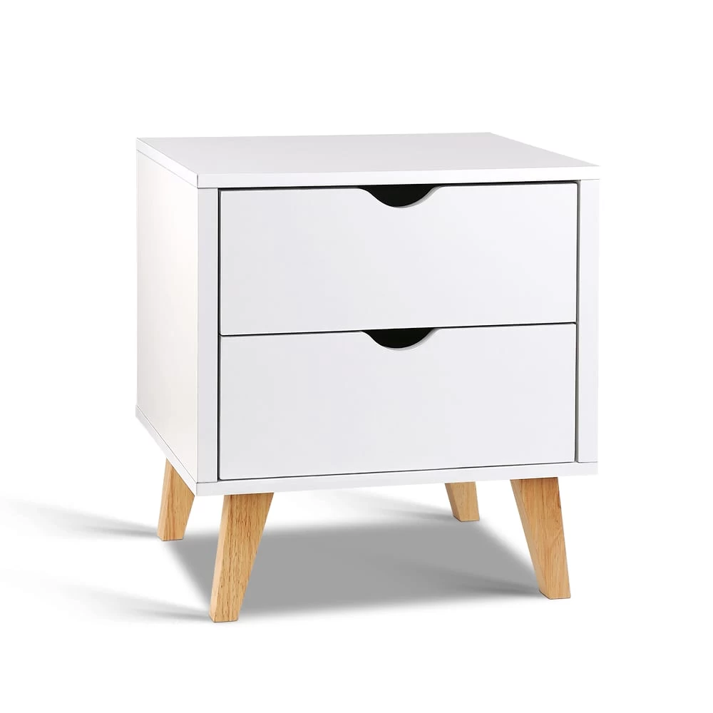 Artiss 2 Drawer Wooden Bedside Tables – White 3 Artiss 2 Drawer Wooden Bedside Tables – White