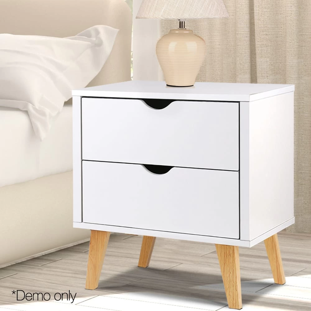 Artiss 2 Drawer Wooden Bedside Tables – White 11 Artiss 2 Drawer Wooden Bedside Tables – White - Image 9