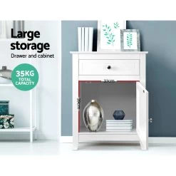 Artiss Bedside Tables Big Storage Drawers Cabinet Nightstand Lamp Chest White -Furniture Shop FURNI G SCAN02 BS WH 04 1